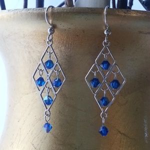 2 for $10 Diamond Shaped Capri Blue earrings